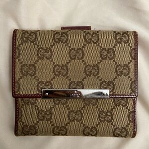 Authentic Gucci Brown / Red Monogram Wallet